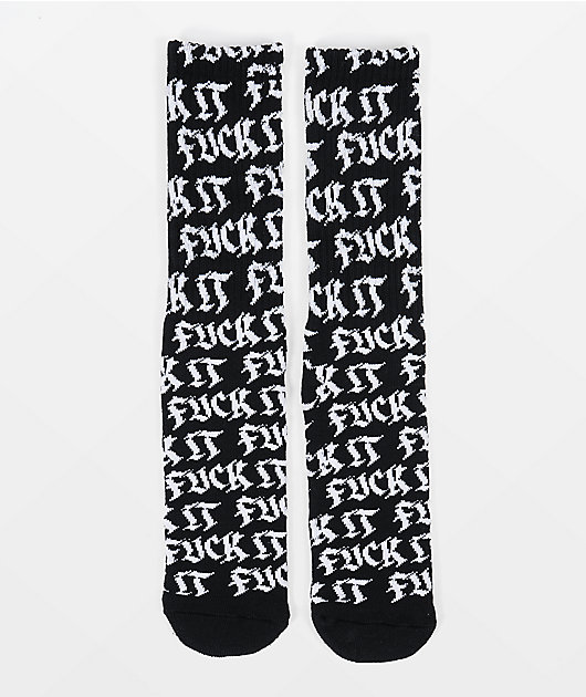 HUF Fuck It Old Style Black Crew Socks