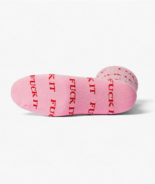 HUF Fuck It Rose Pink Crew Socks