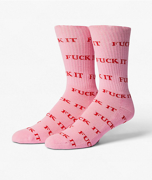 HUF Fuck It Rose Pink Crew Socks