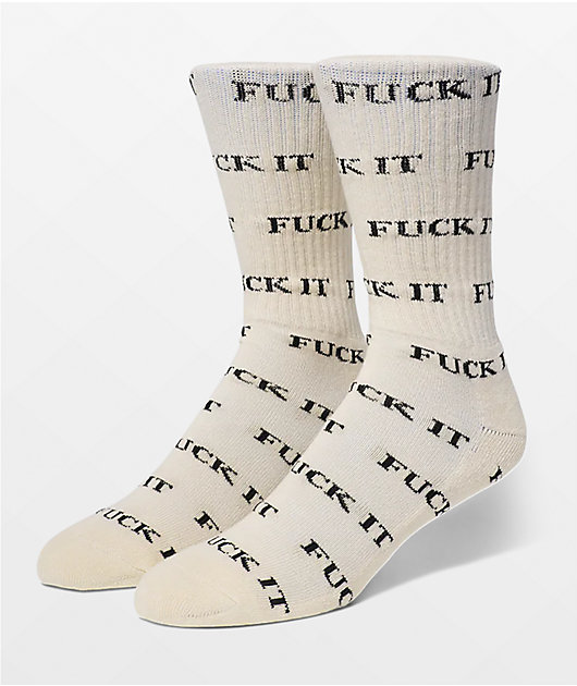 HUF Fuck It White Crew Socks