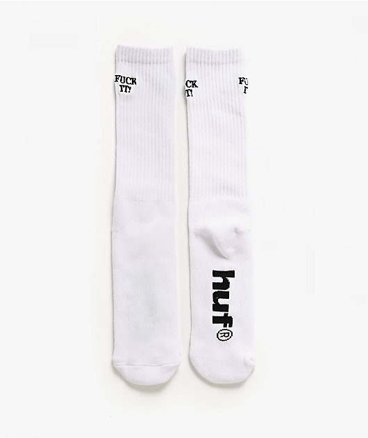 HUF Fuck It White Crew Socks