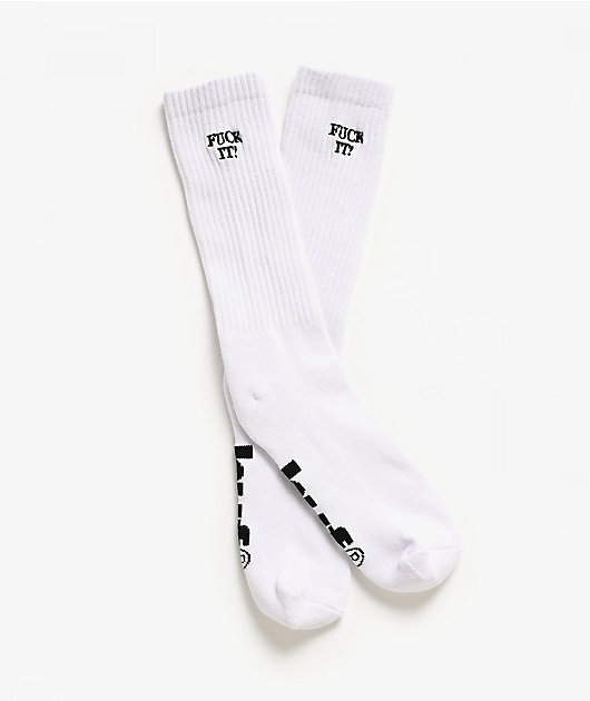 HUF Fuck It White Crew Socks