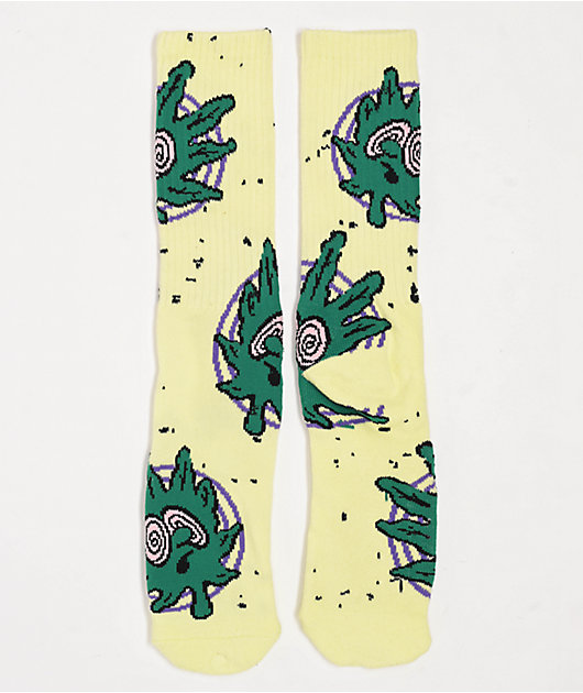 HUF Green Buddy Hypno Yellow Crew Socks