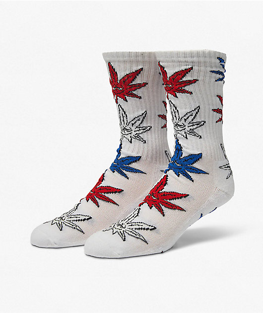 HUF Green Buddy Multi Color White Crew Socks