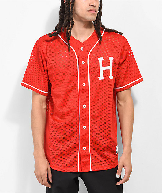 HUF Harlem Camiseta Roja de Béisbol