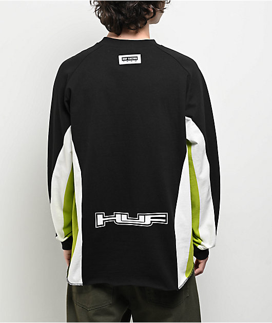HUF Holeshot Moto Black & Green Long Sleeve T-Shirt | Zumiez