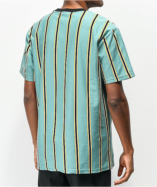 HUF Jerome Stripe Green, Black & Yellow Knit T-Shirt