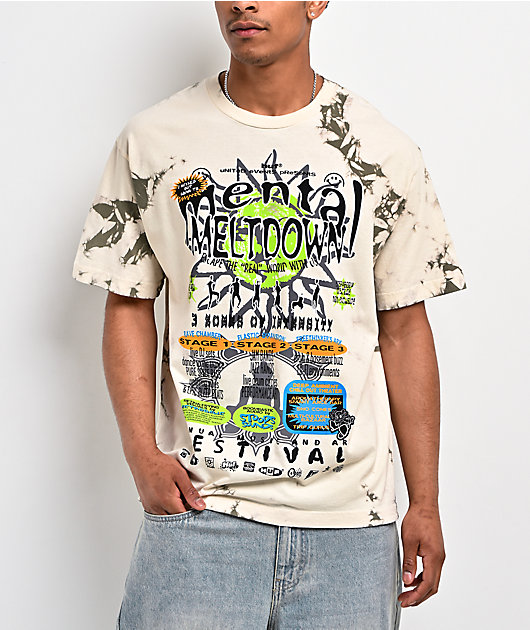 HUF Mental Meltdown Beige Tie Dye T-Shirt