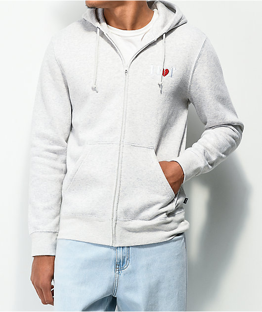 HUF Milton Light Grey Zip Hoodie Zumiez