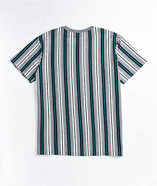 HUF Nikola Grey & Teal Stripe Knit T-Shirt