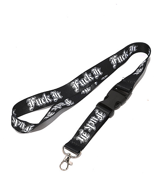 HUF Old English Fuck It Black Lanyard | Zumiez