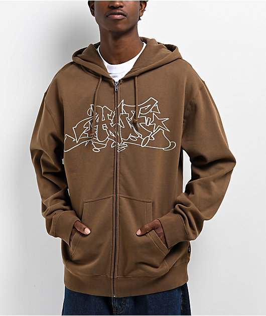 HUF Outline Brown Zip Hoodie | Zumiez