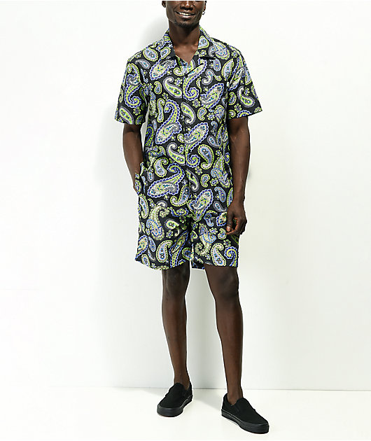 HUF Paisley Easy pantalones cortos negros