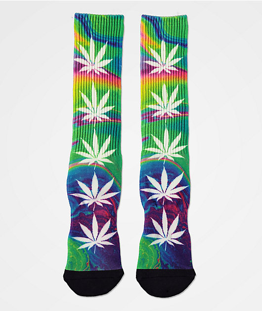 HUF Plantlife Good Trip Green Tie Dye Crew Socks