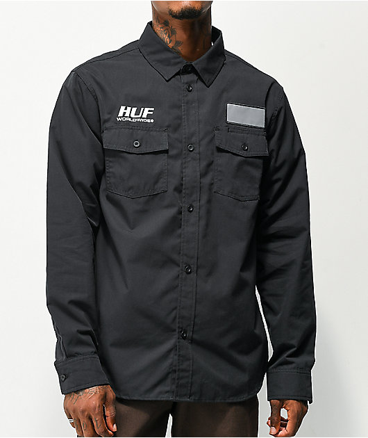 HUF Porter Black Long Sleeve Button Up Shirt