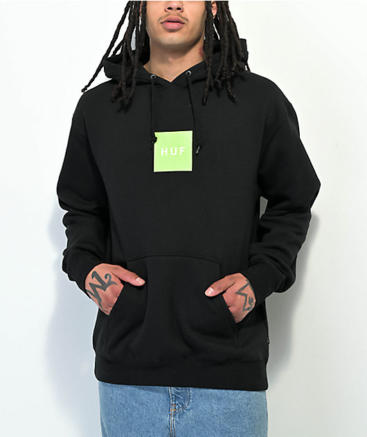 HUF Set Box Logo Black Green Hoodie Zumiez