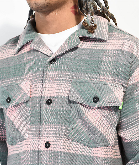 HUF Smash Pink & Green Flannel Shirt