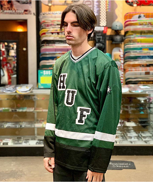 HUF Star Jersey de hockey verde y blanco