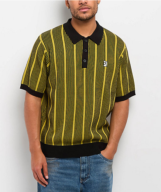 トップス Tightbooth STRIPE KNIT POLO OLIVE XL STRIPE KNIT OPEN POLO - TIGHTBOOTH® タイトブース オフィシャル