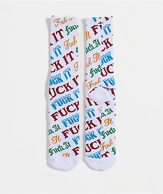 HUF Wintertime Fuck It White Crew Socks