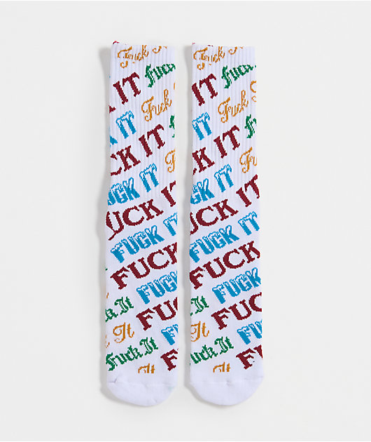 HUF Wintertime Fuck It White Crew Socks