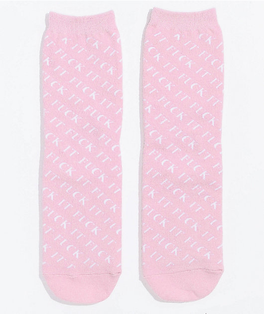 HUF Women's Fuck It Pink Crew Socks