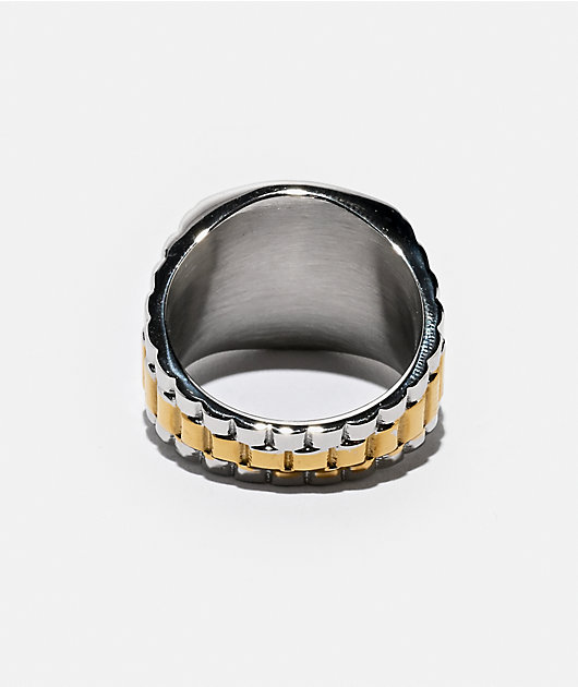HUF Worldwide Clothiers Silver & Gold Ring | Zumiez