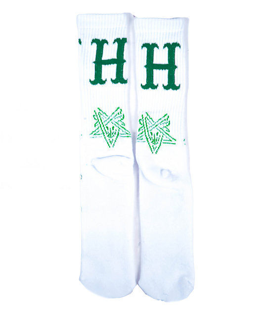 HUF X THRASHER Duality White Crew Socks
