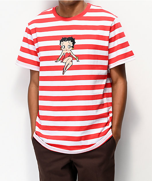 HUF x Betty Boop Red & White Striped Knit T-Shirt