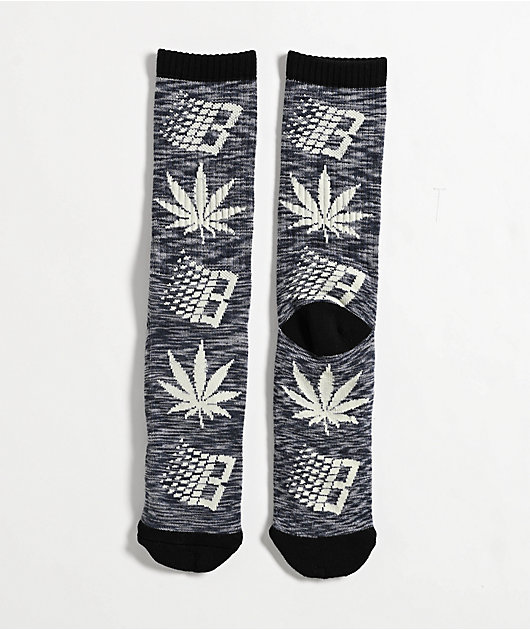 HUF x Bronze 56K Plantlife Marled Black Crew Socks