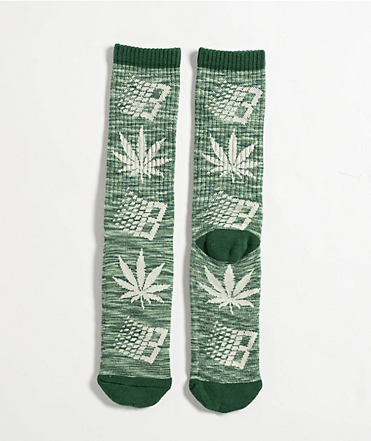 HUF x Bronze 56K Plantlife Marled Green Crew Socks