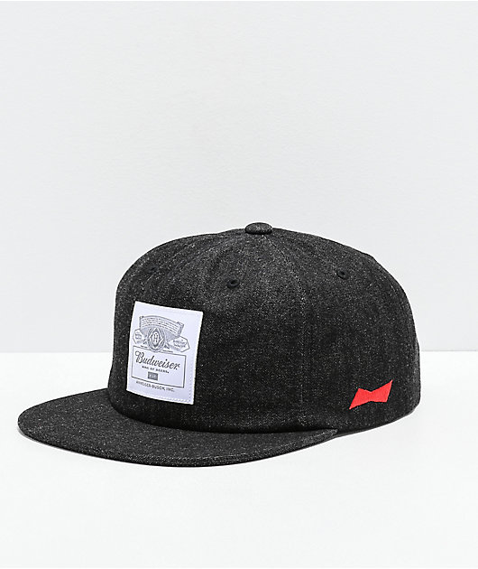 Budweiser Label Black Denim Strapback Hat