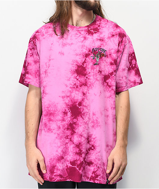 HUF x DBC Skeleton Hand Pink Tie Dye T 