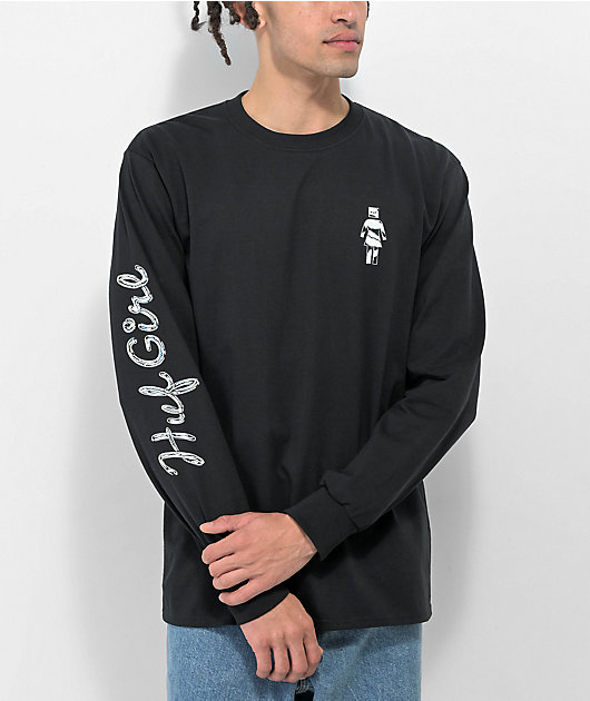 HUF X Girl Chrome L/S T-Shirt Black M Tシャツ HUF x Girl Chrome Black Long Sleeve T-Shirt | Zumiez