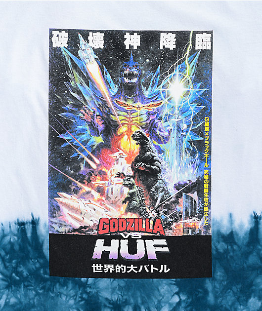 HUF x Godzilla Space White & Blue Tie Dye Long Sleeve T-Shirt