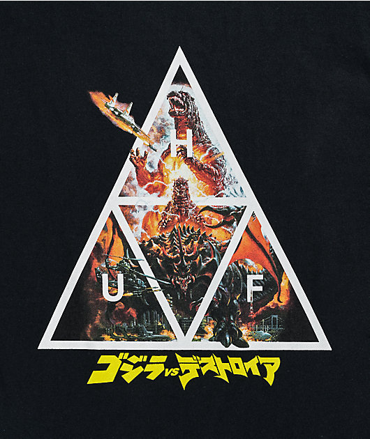 HUF x Godzilla Triple Triangle Black T-Shirt