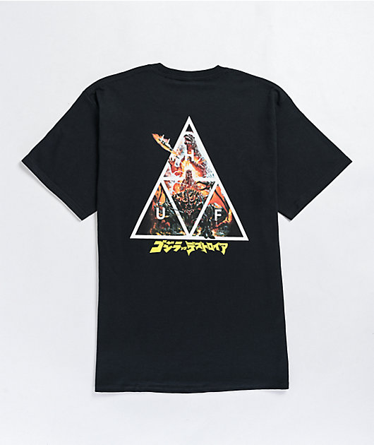 HUF x Godzilla Triple Triangle Black T-Shirt