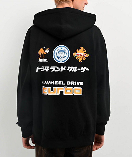 HUF x Land Cruiser Sahara Rally Black Hoodie | Zumiez