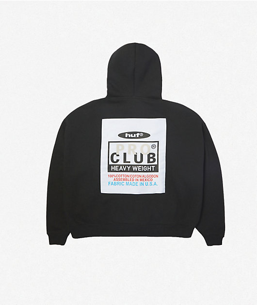 HUF x Pro Club Heavyweight Black Hoodie