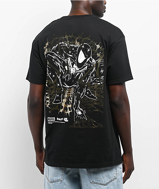 HUF × SpiderMan HANGIN-OUT ロゴ Tシャツ HUF x Spider-Man Hangin' Out Black T-Shirt | Zumiez