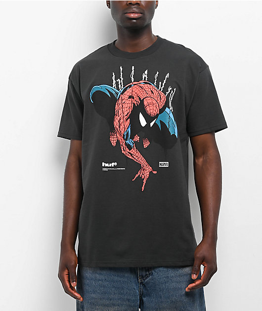 HUF x Spider-Man Perceptions Washed Black T-Shirt | Zumiez