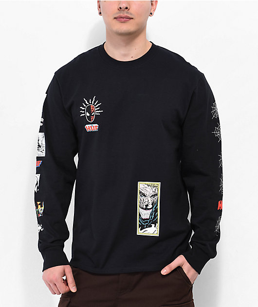 HUF x Spider Man Spidey Sense Black Long Sleeve T Shirt Zumiez