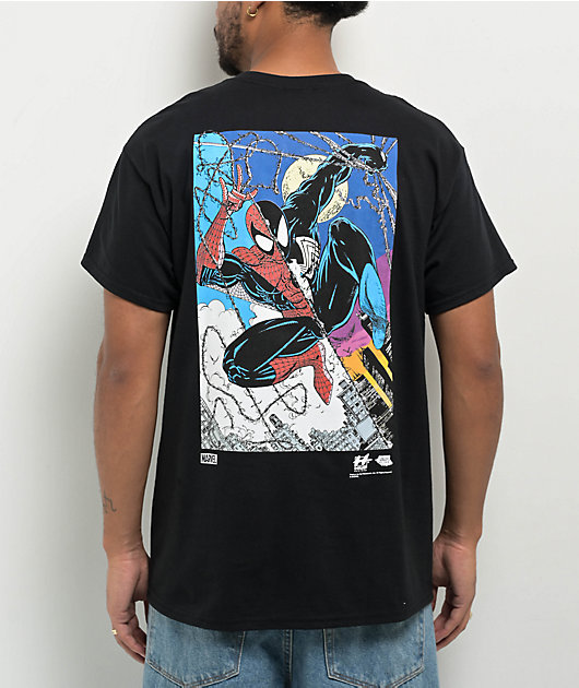 HUF x Marvel Venom Spiderman Black Tee sz XL !!! Vintage Style comic art store Shirt