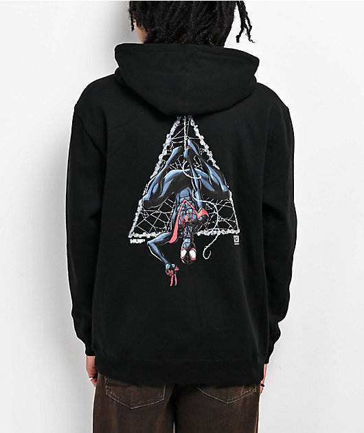 【HUF】Marvel '90s Spider-Man Inspired Oversized Hoodie HUF x Spider-Man Universe Miles Triple Triangle Black Hoodie