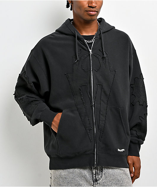 HUF x Spider-Man Web Black Wash Zip Hoodie