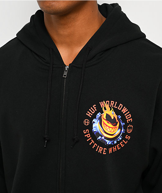 HUF x Spitfire Chrome Bighead Black Zip Hoodie
