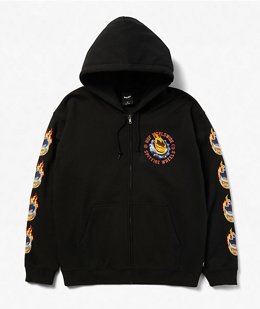 HUF x Spitfire Chrome Bighead Black Zip Hoodie
