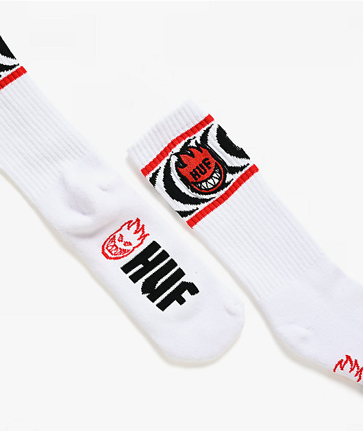 HUF x Spitfire Spiral White Crew Socks