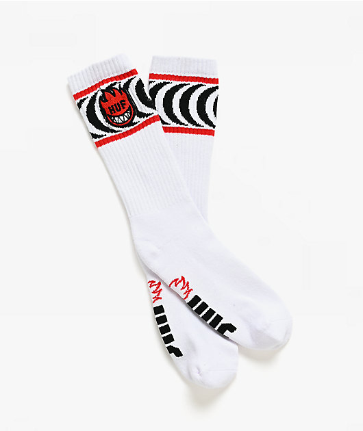 HUF x Spitfire Spiral White Crew Socks