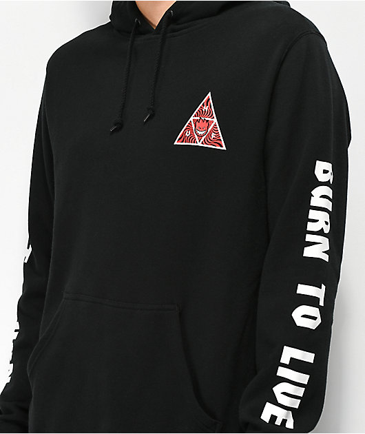 huf x spitfire triangle black hoodie